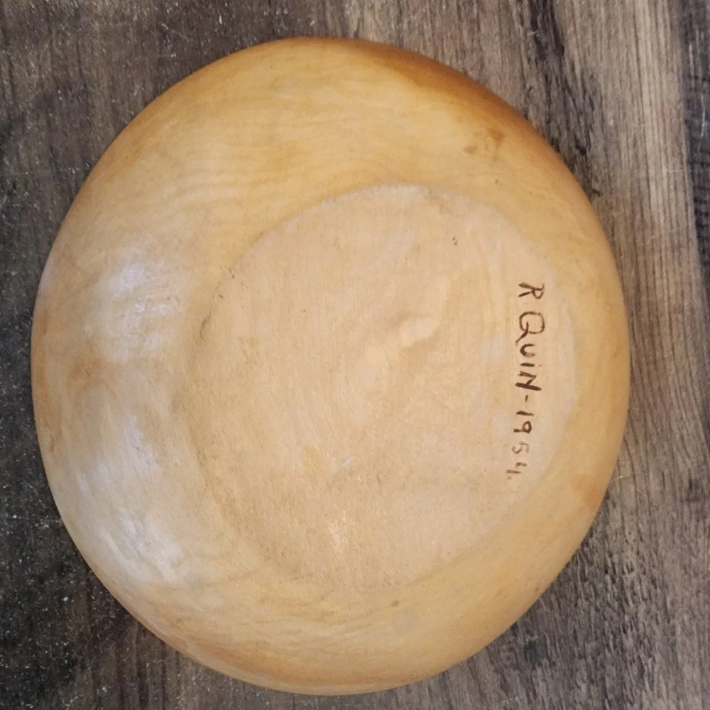 Wooden Serving Bowl w/Spoon Hand Painted‎ Made in Sweden Vintage 1954 7